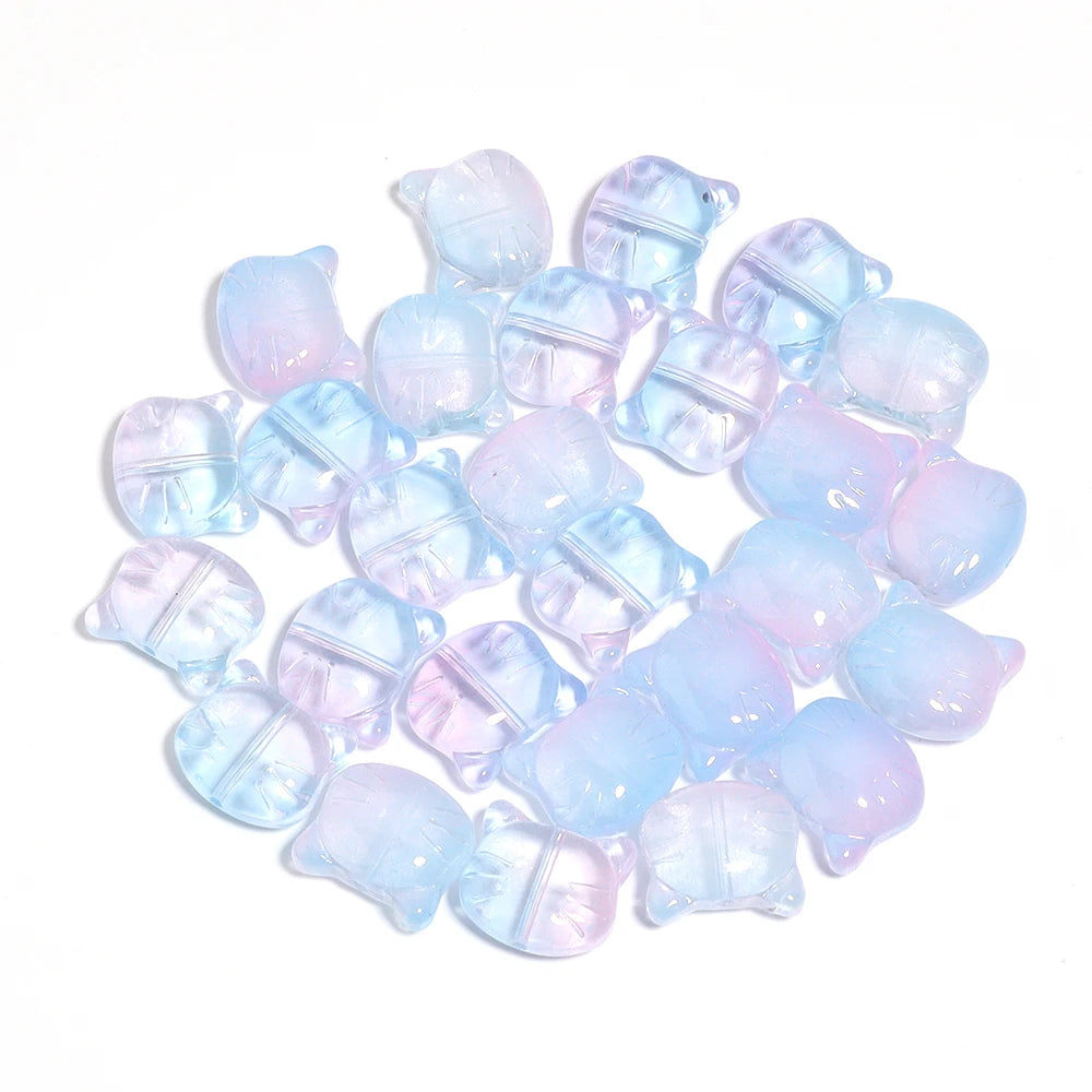 30Pcs Lampwork Glass Cat Head Beads