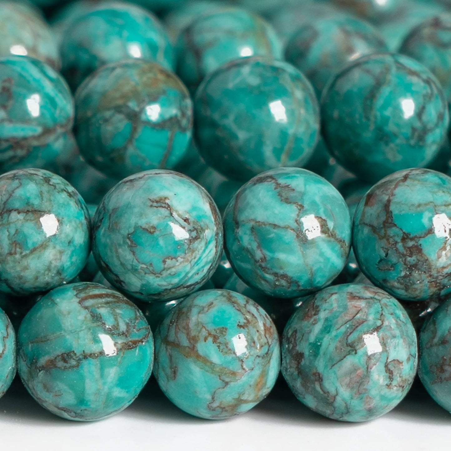 HQ Peacock Green Magnesite Bead Strand