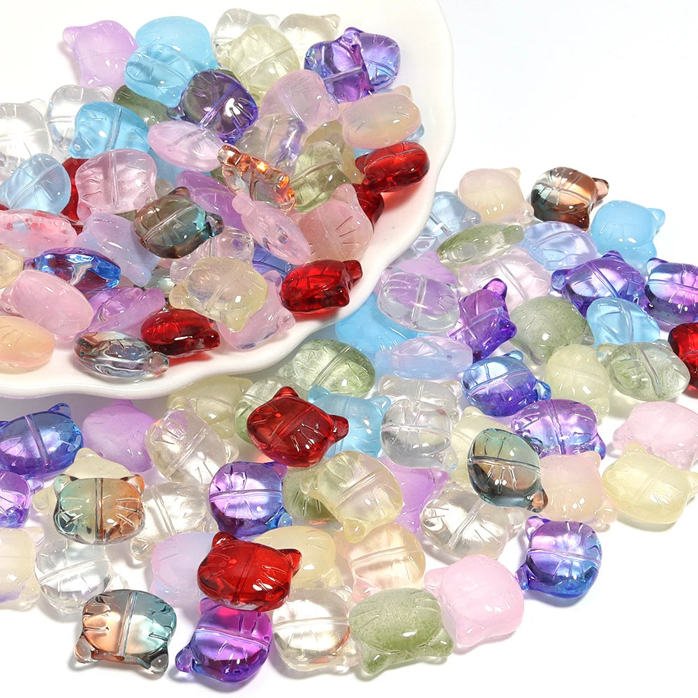 30Pcs Lampwork Glass Cat Head Beads