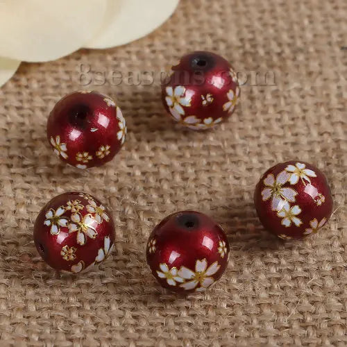5PCs 10mm Glass Vintage Japanese Tensha Beads