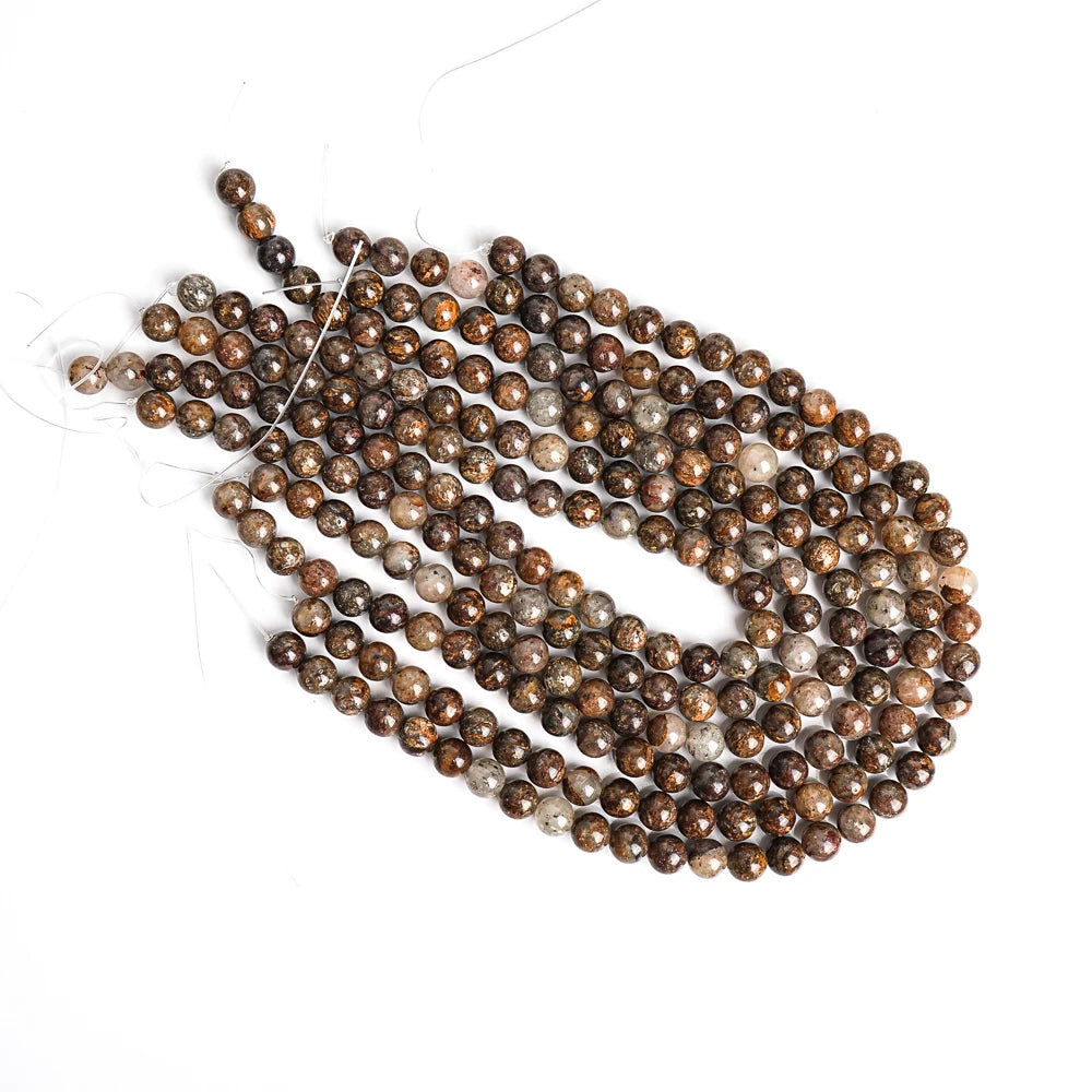 Natural Brown Gold Leaf Jasper Bead Strand