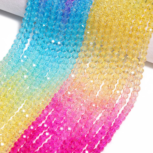 6mm Rainbow Gradient Faceted Glass Bead Strand