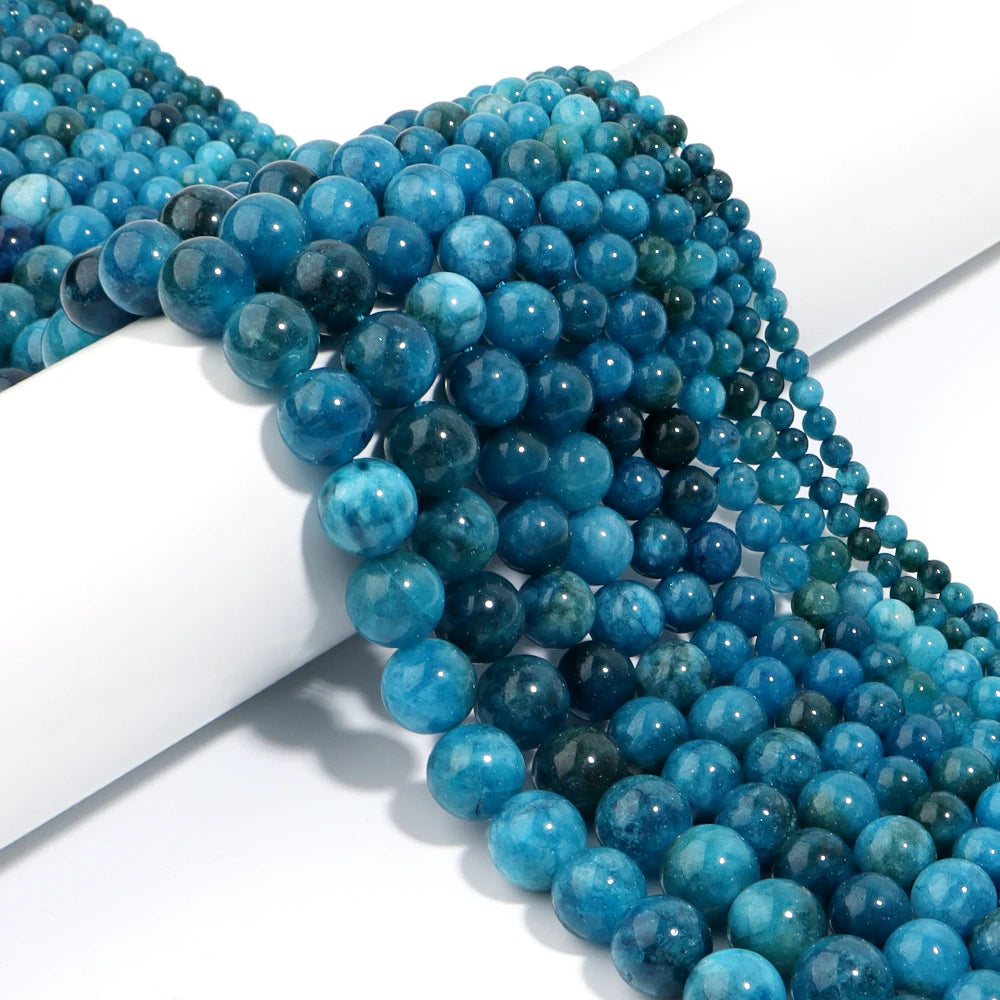 HQ Natural Blue Apatite Bead Strand (4/6/8/10/12mm)