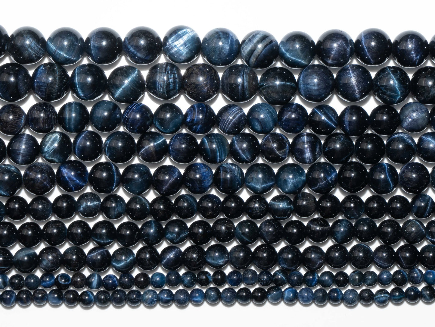 Dyed Deep Navy Blue Tiger Eye Bead Strand (6/8/10/12mm)