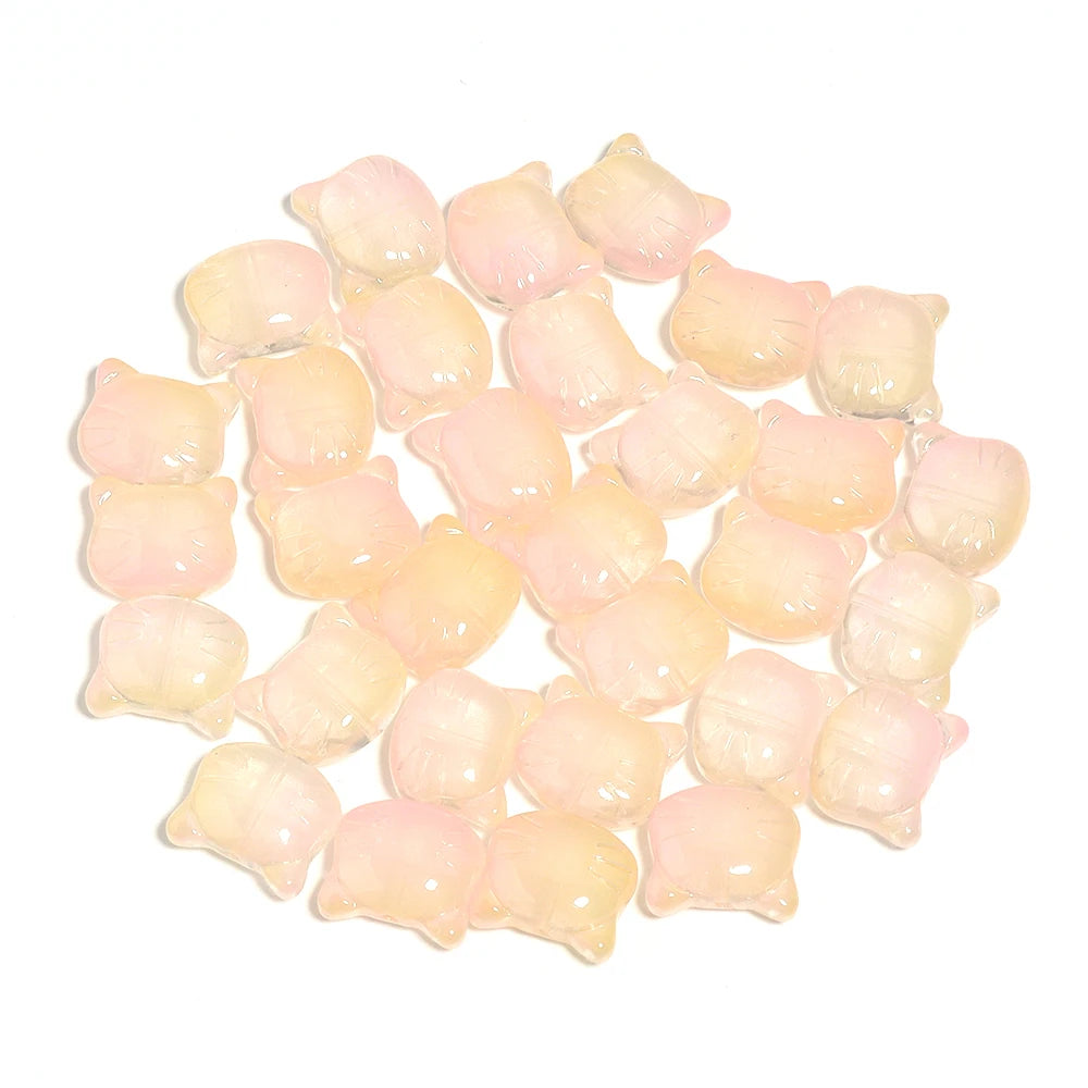 30Pcs Lampwork Glass Cat Head Beads