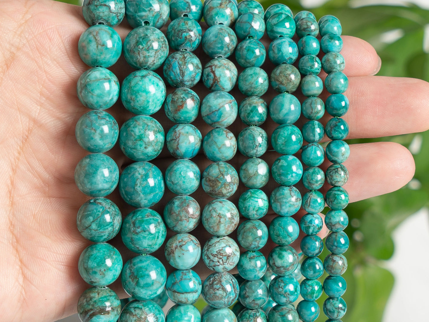 HQ Peacock Green Magnesite Bead Strand