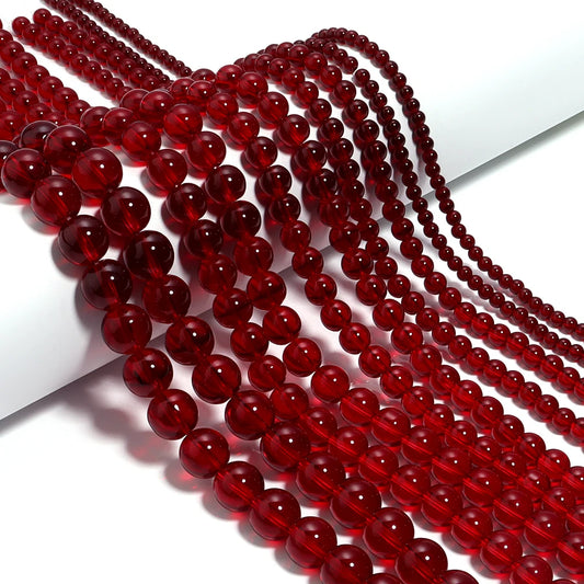 Cranberry Red Glass Bead Strand (4/6/8/10/12mm)