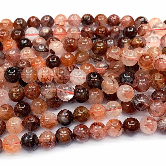 Natural Red Himalayan Crystal Round Bead Stran