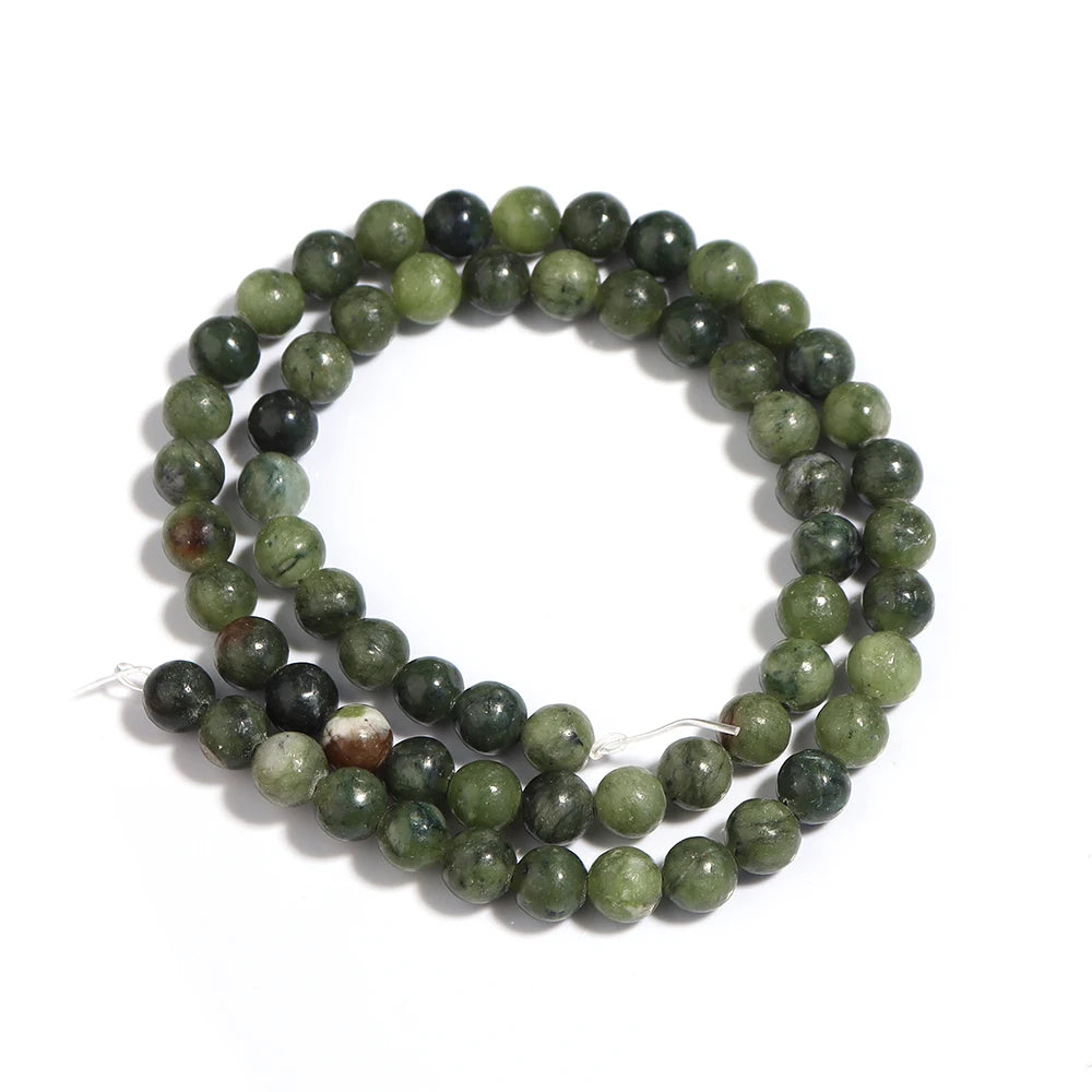 HQ Natural Deep Green Southern Jade Bead Strand (4/6/8/10/12mm)