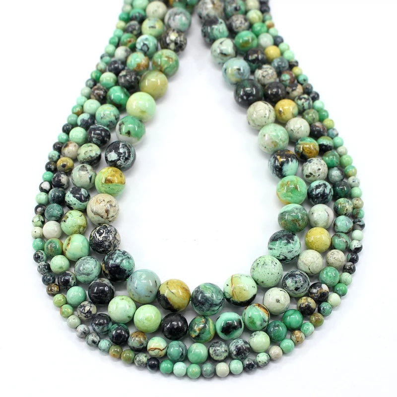 Natural Green Variscite Bead Strand