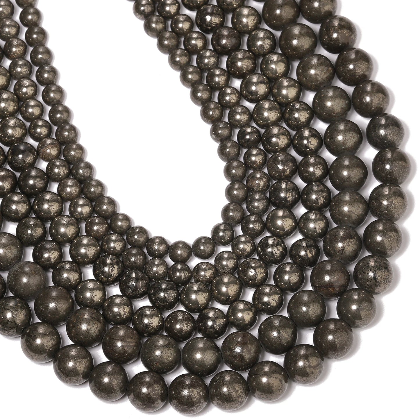 HQ Natural Pyrite Bead Strand (4/6/8/10mm)