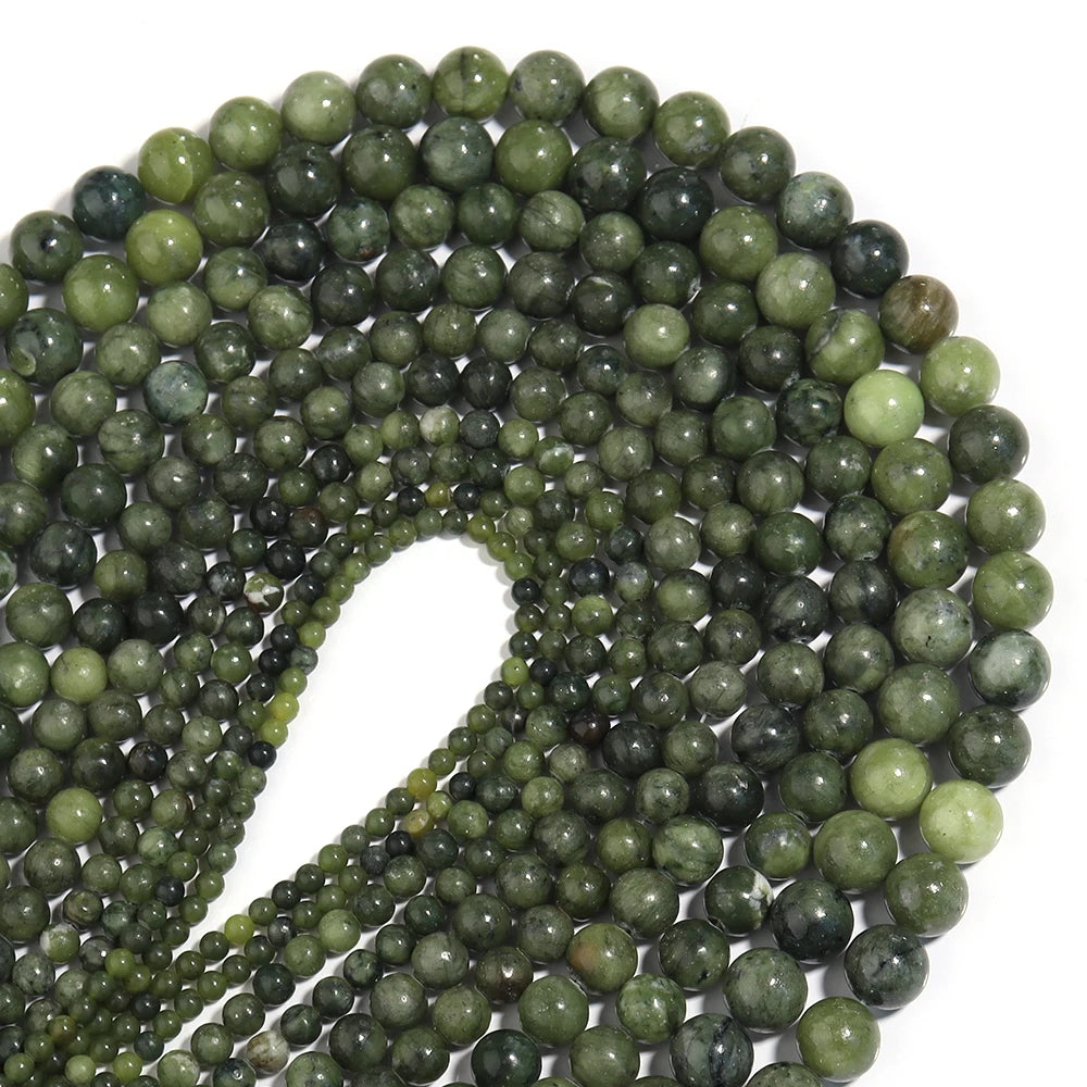 HQ Natural Deep Green Southern Jade Bead Strand (4/6/8/10/12mm)