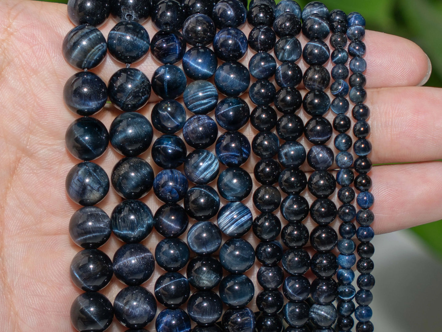 Dyed Deep Navy Blue Tiger Eye Bead Strand (6/8/10/12mm)