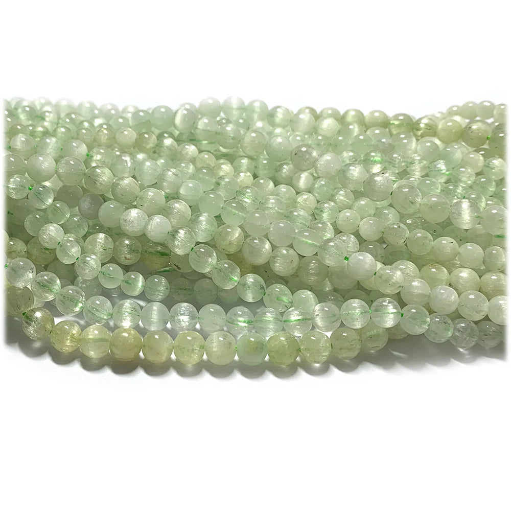 AAA Natural Green Kunzite Round Bead Strand