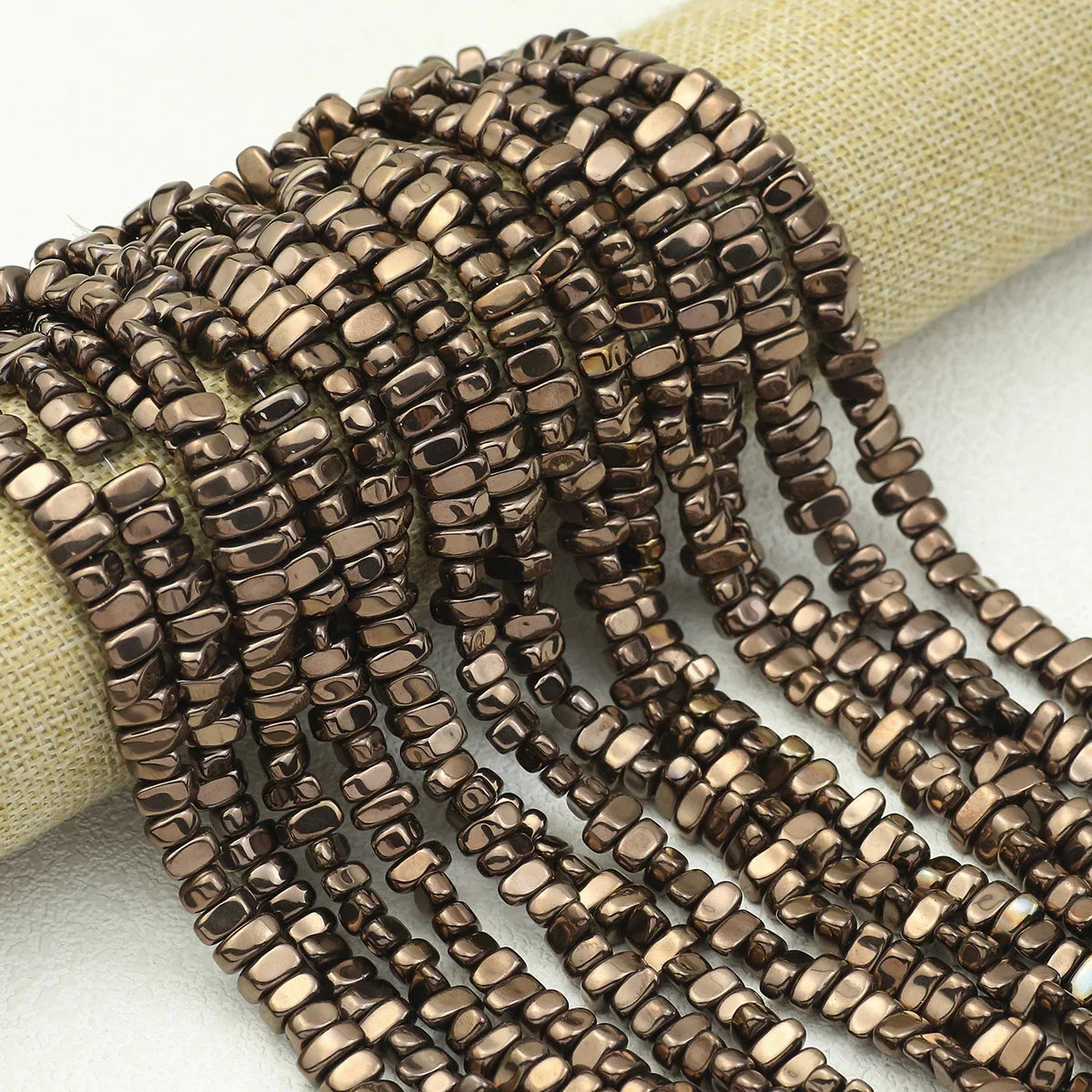 4-10mm Natural Irregular Gravel Coffee Color Hematite Bead Strand