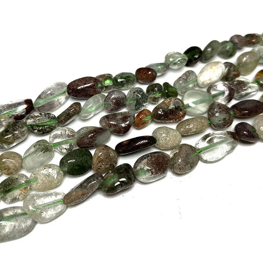 Red/green Phantom Garden Quartz Irregular Bead Strand