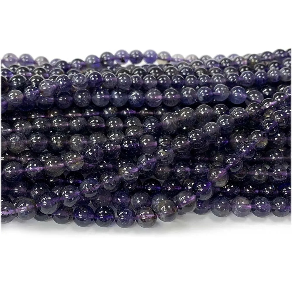 Natural Blue/Purple Iolite Round Bead Strand