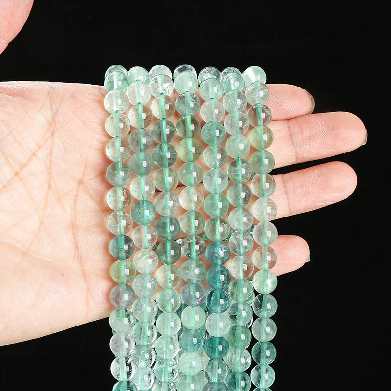 Natural Green Fluorite Stone Bead Strand