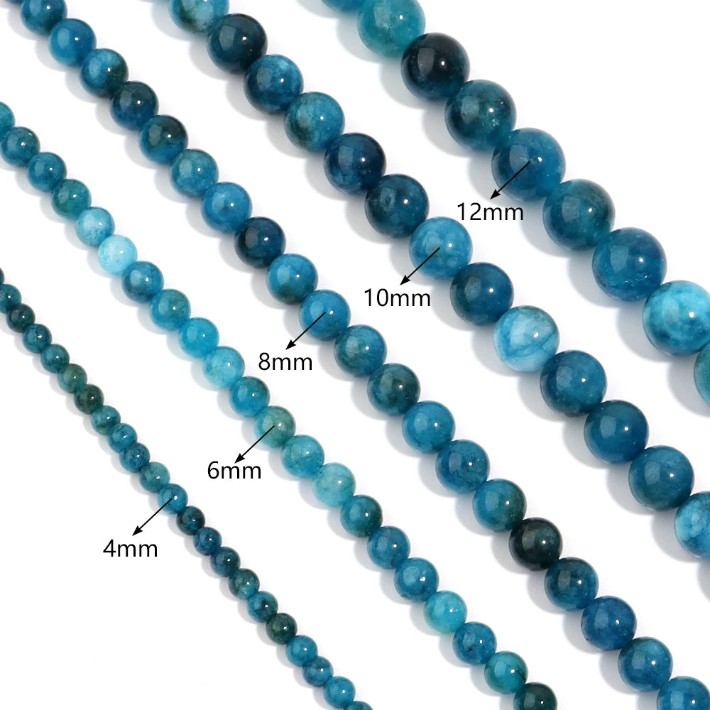 Natural Blue Apatite Bead Strand