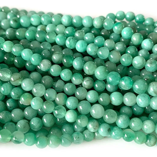 Natural Green Emerald Round Bead Strand