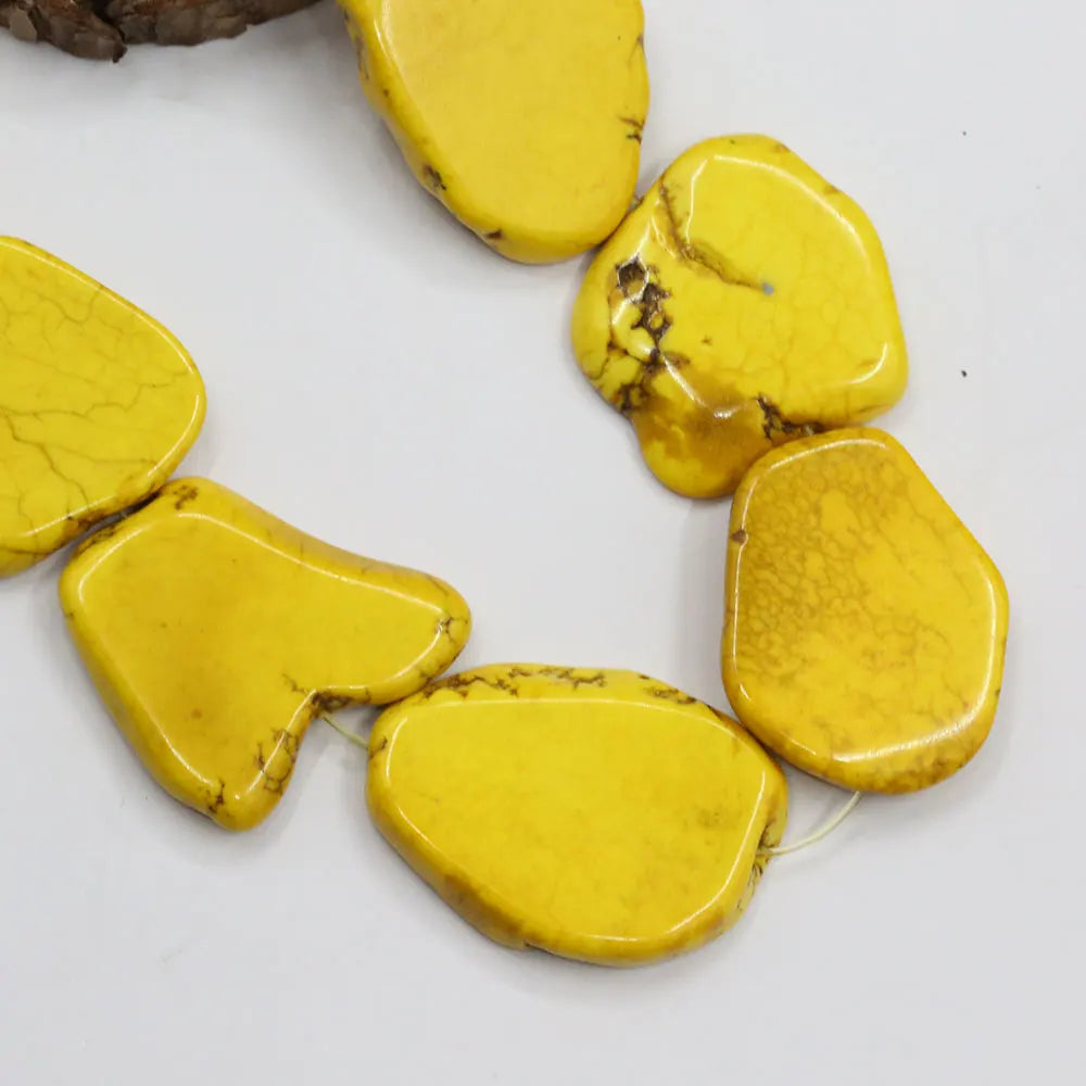 Natural 28x30-32x34 Yellow Turquoise Slab Bead Strand