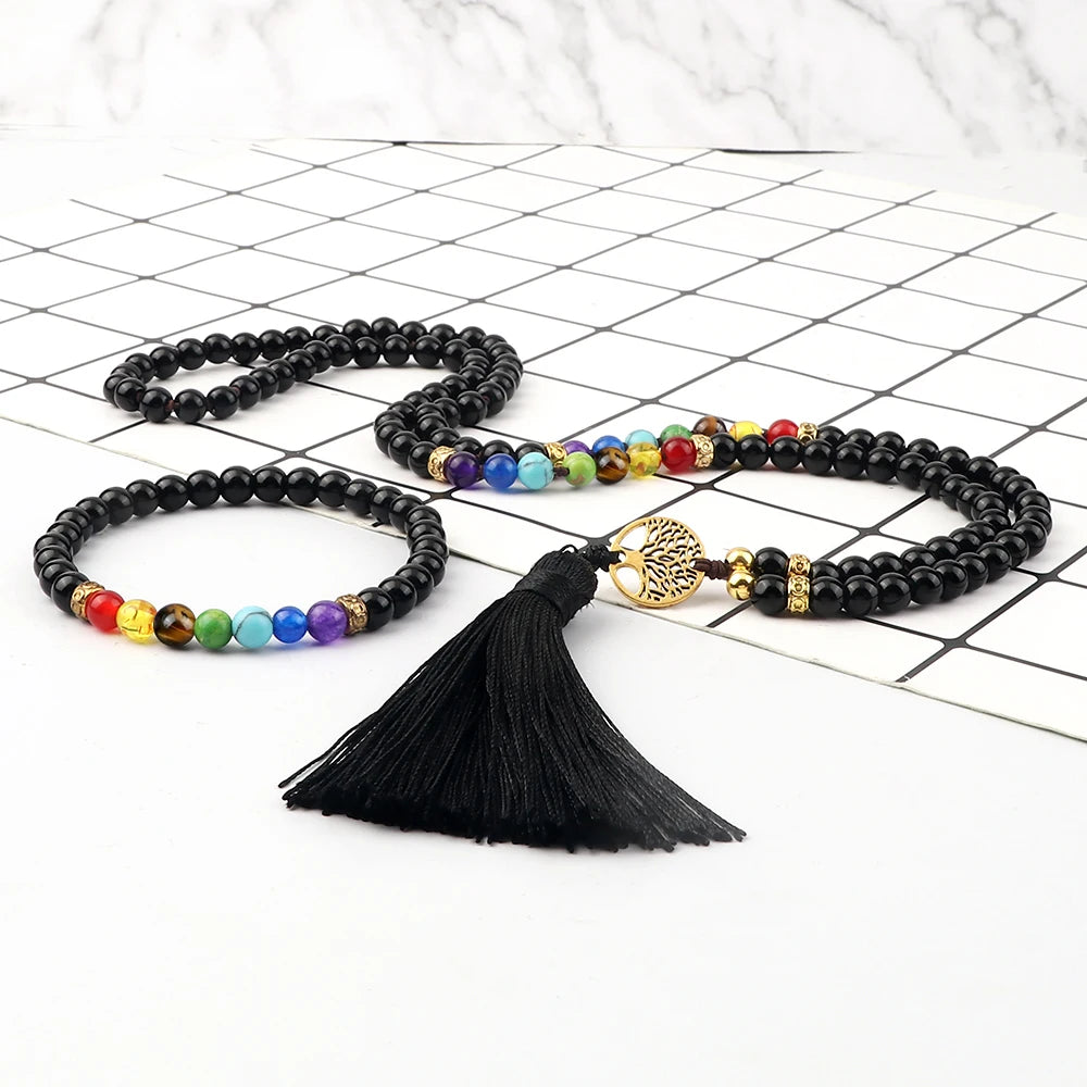 108 Japamala Beads 7 Chakra Necklace