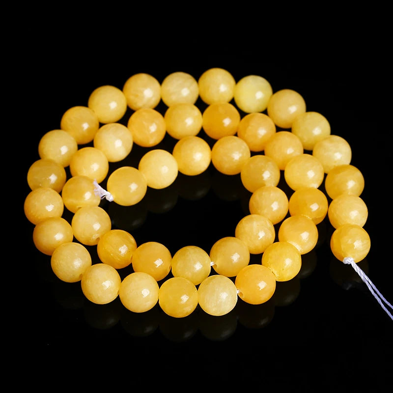 Natural Yellow Jade Bead Strand