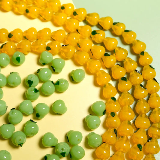 5pcs 12x13mm Pear Handmade Lampwork Glass Beads