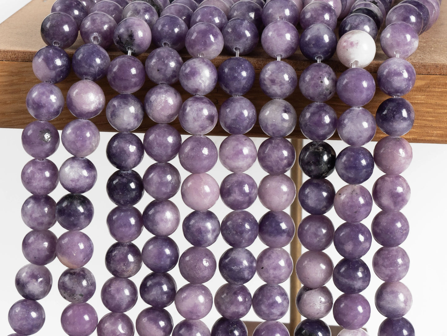 HQ Natural Heather Purple Lepidolite Bead Strand