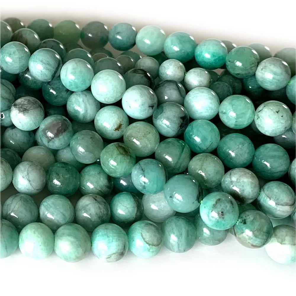 Natural Green Emerald Round Bead Strand
