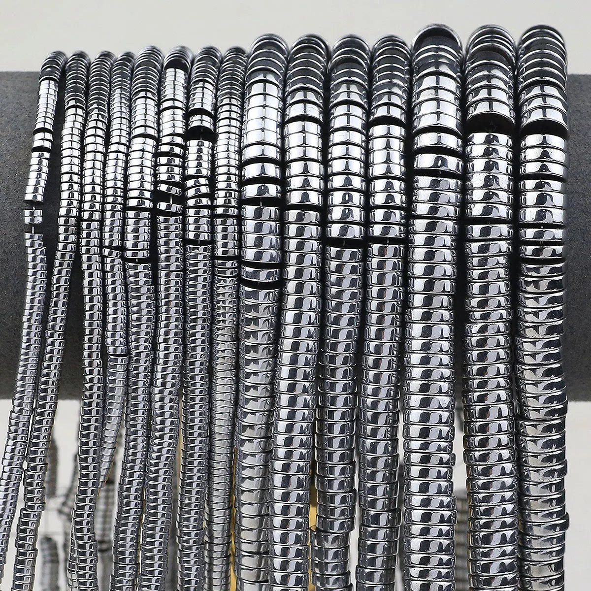 Natural Bright Silver Hematite Flat Coin Spacer Bead Strand (3/4/6/8mm)