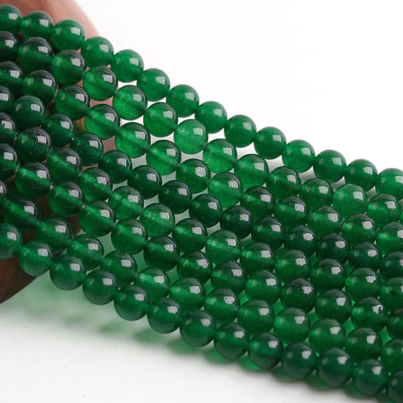 Forest Green Chalcedony Bead Strand
