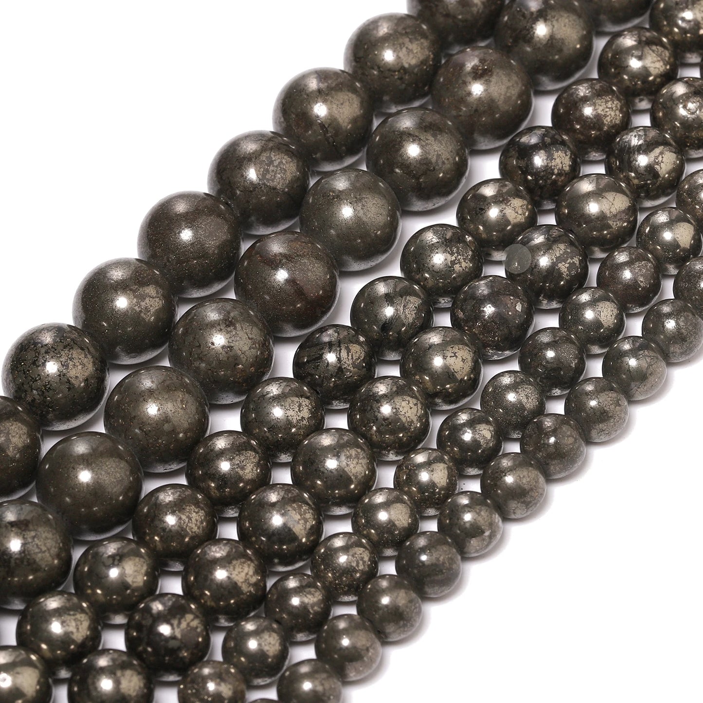 HQ Natural Pyrite Bead Strand (4/6/8/10mm)