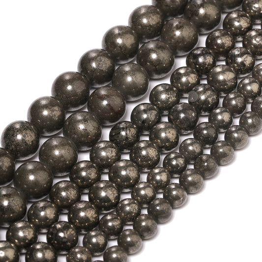 HQ Natural Pyrite Bead Strand (4/6/8/10mm)