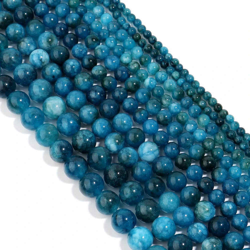 HQ Natural Blue Apatite Bead Strand (4/6/8/10/12mm)