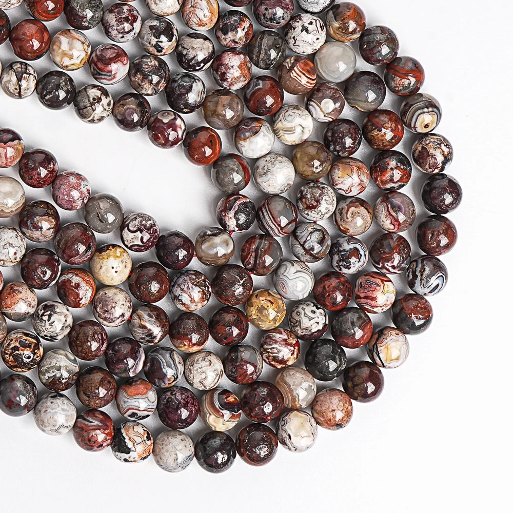 HQ Red Mexican Crazy Lace Agate Bead Strand (6/8/10mm)