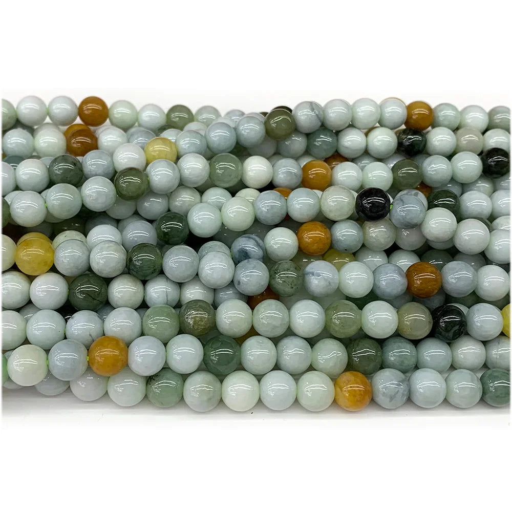 Natural Mixed Green Jadeite Bead Strand