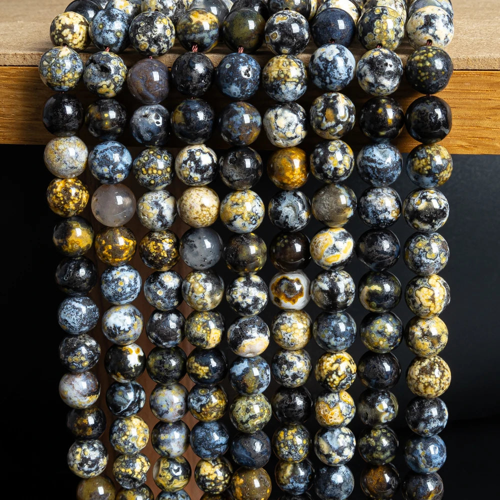 HQ Natural Blue Ocean Agate Bead Strand (4/6/8/10mm)