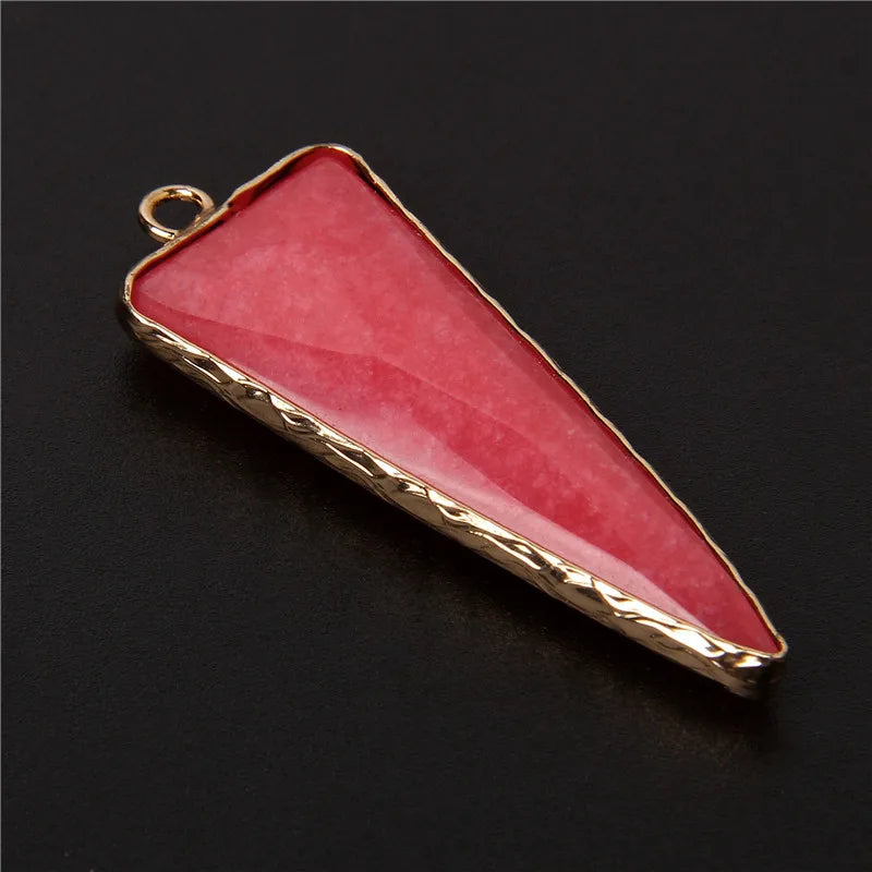 1 Piece Long Faceted Stone Triangle Pendant 46X16mm