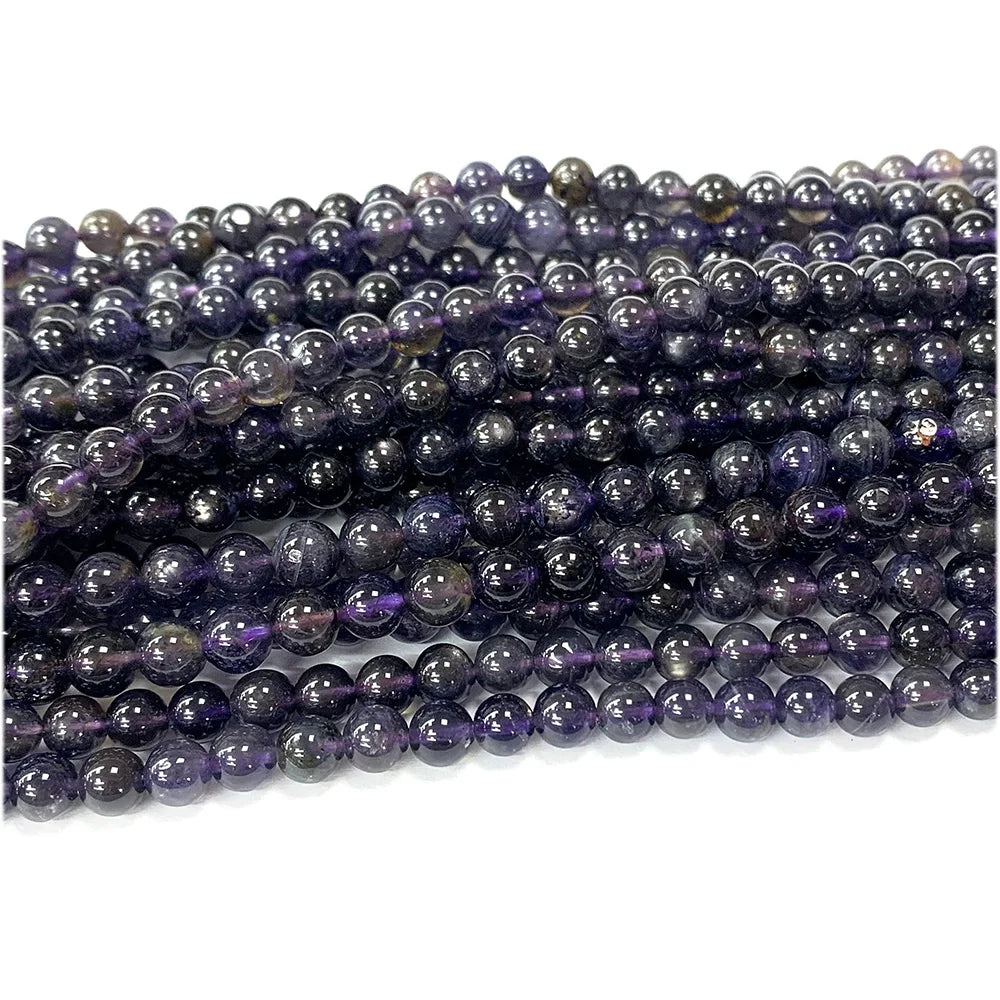 Natural Blue/Purple Iolite Round Bead Strand