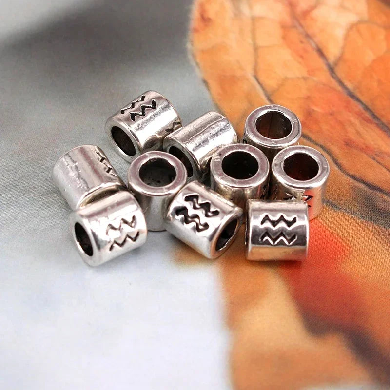 12pcs Steel Zodiac Spacer Beads 7.5x7.5mm