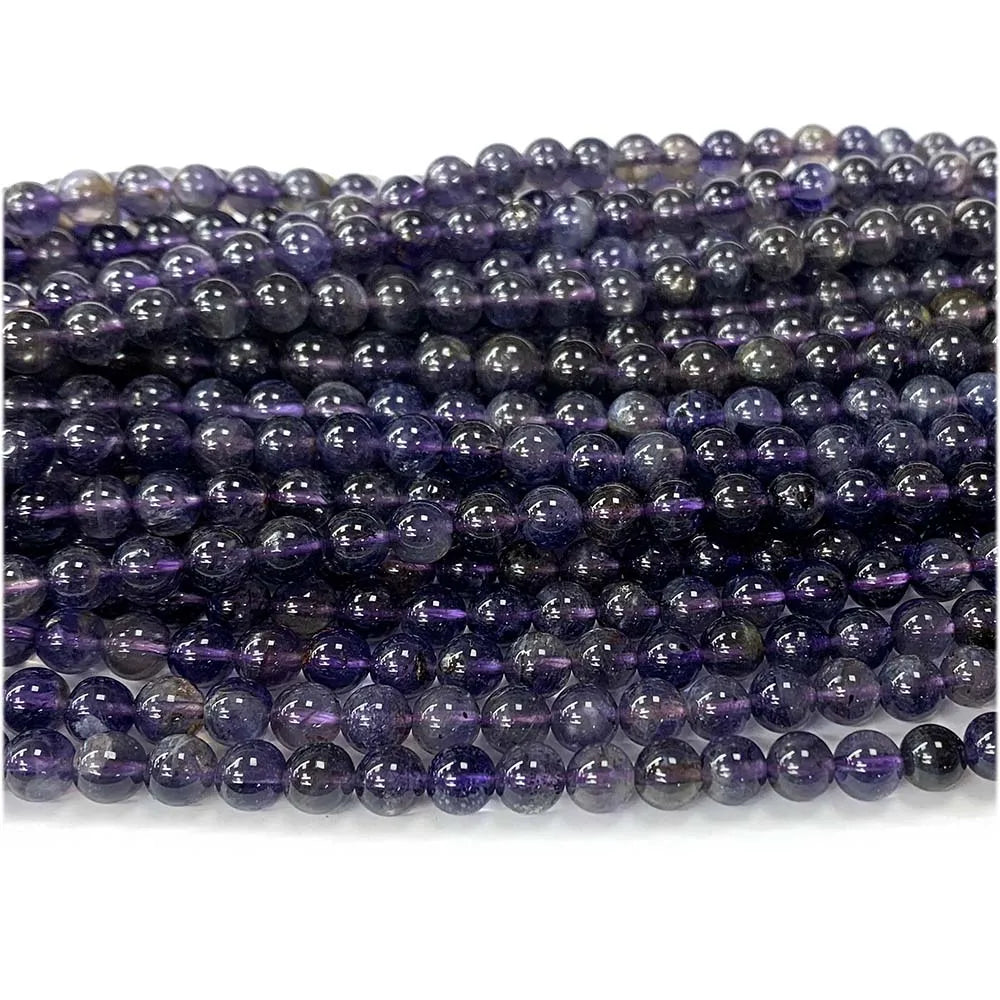 Natural Blue/Purple Iolite Round Bead Strand