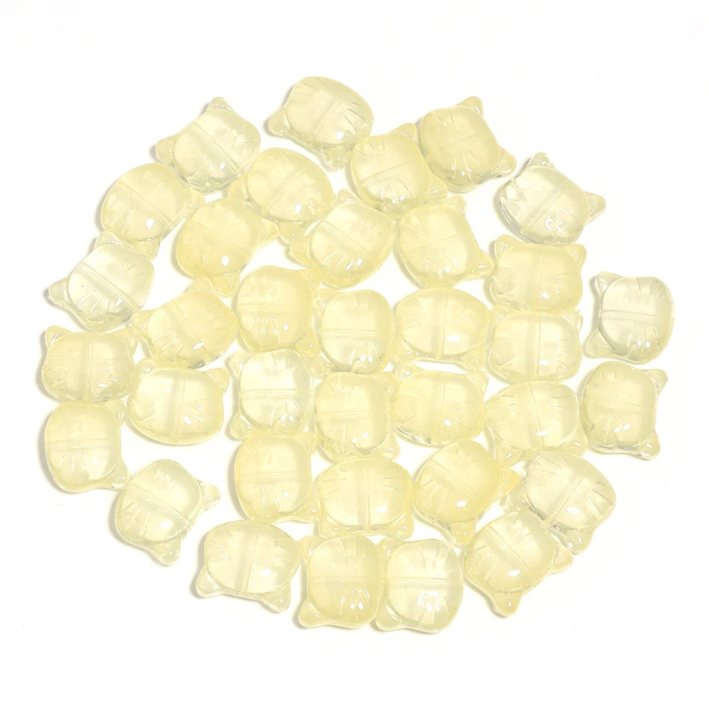 30Pcs Lampwork Glass Cat Head Beads