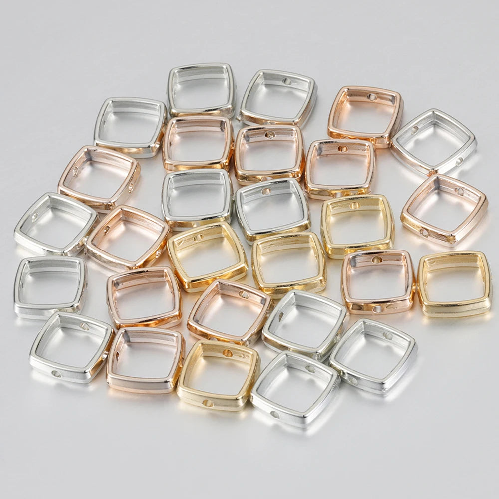 50Pcs Acrylic Square Frame Spacer Beads 14mm
