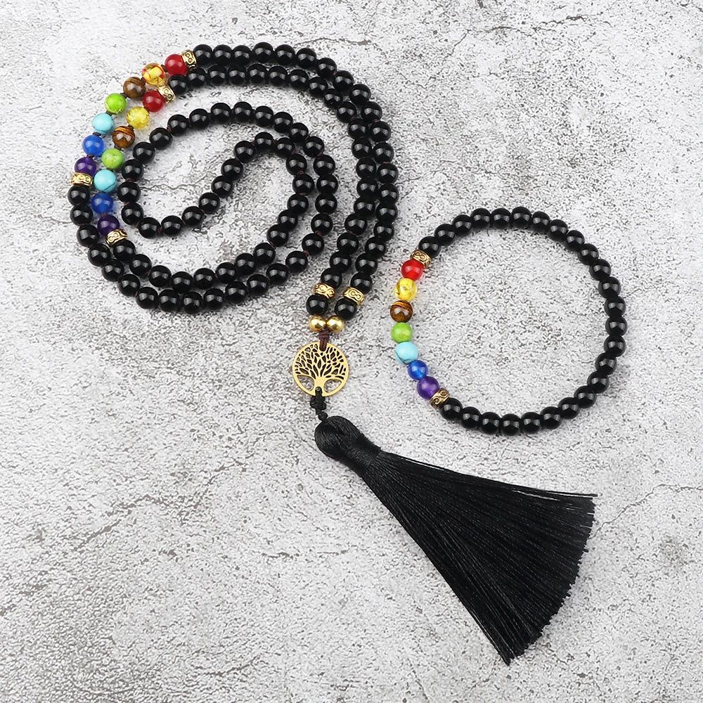 108 Japamala Beads 7 Chakra Necklace