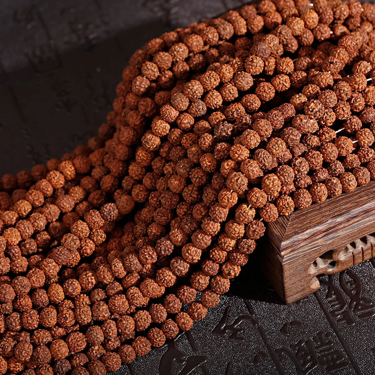 Natural Rudraksha Vajra Bodhi Bead Strand (108 Beads- 6/8/10/12mm)