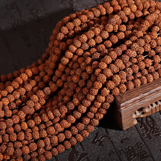 Natural Rudraksha Vajra Bodhi Bead Strand (108 Beads- 6/8/10/12mm)