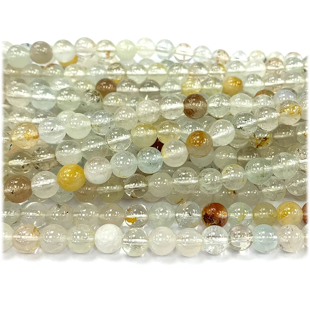Natural Yellow/Clear Topaz Round Bead Srand