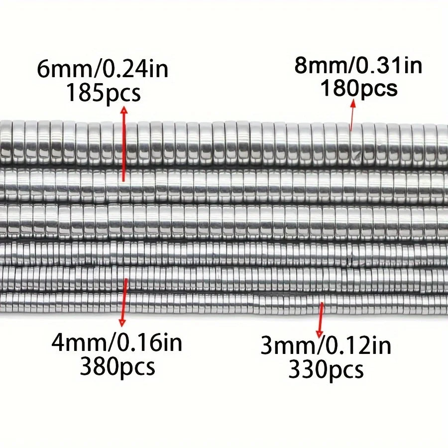Natural Bright Silver Hematite Flat Coin Spacer Bead Strand (3/4/6/8mm)