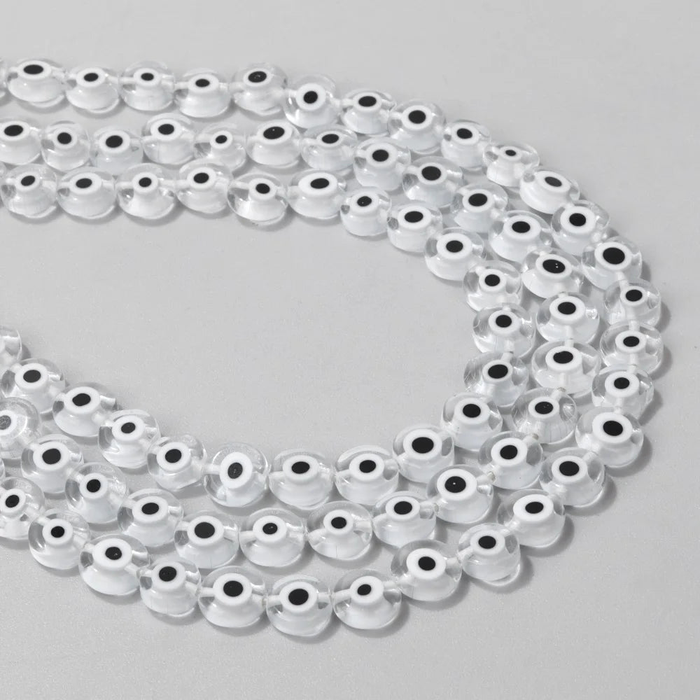 Glazed Glass Multicolour Evil Eye Coin Bead Strand
